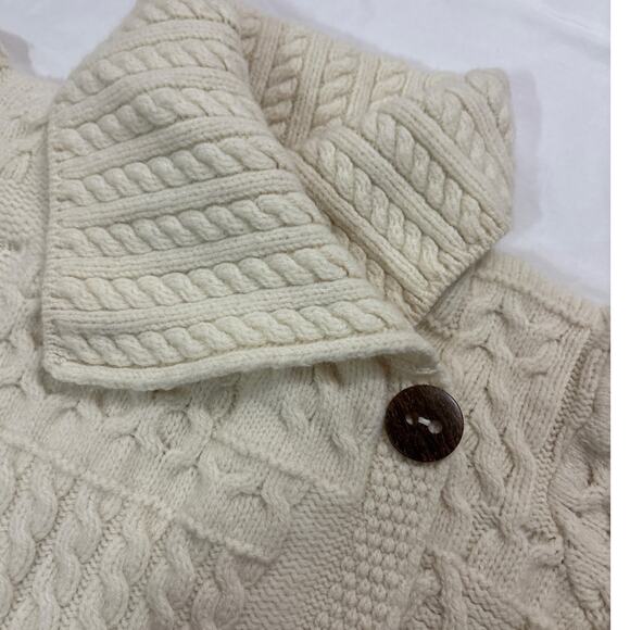 Kilronan Womens Large Knit 100% Merino Wool Ireland Wool Cardigan Shawl Chunky - Picture 3 of 9